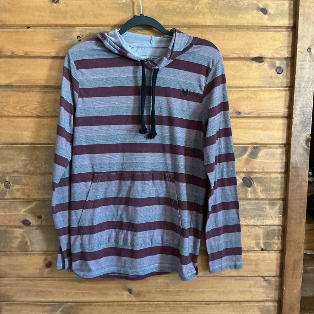 Zoo York Maroon and Gray Striped Hoodie